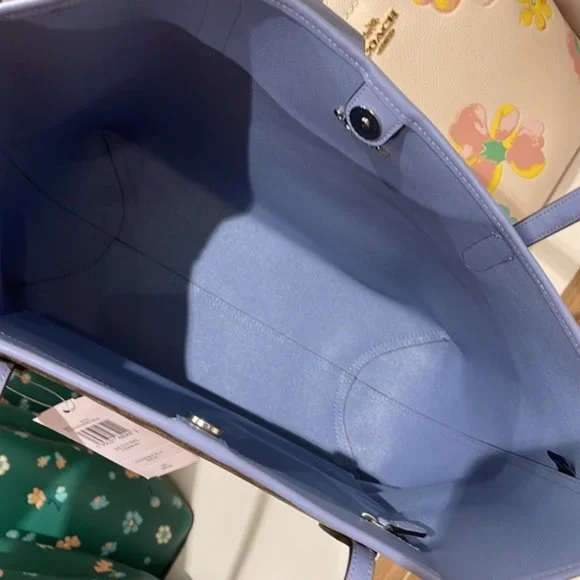 Coach 5696 City Tote In Signature Canvas In Khaki/Marble Blue - Picture 14 of 16